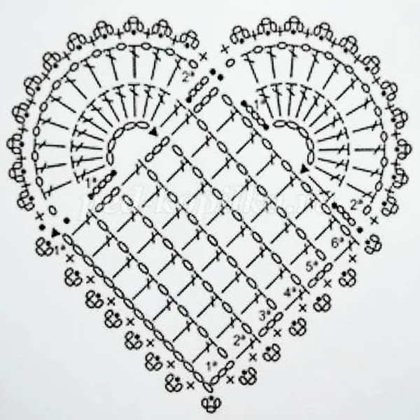 Схема вязания подставки сердечко крючком
